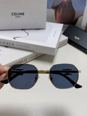TRIOMPHE SUNGLASS 497823 IN GOLD METAL BLACK LENSES