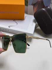 CYCLONE SUNGLASS 581373 IN GOLD METAL DARK GREEN LENSES