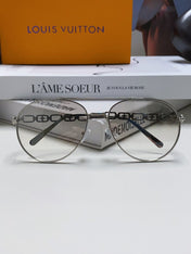 CHAIN PILOT SUNGLASS 581379 IN SILVER METAL LIGHT GREY SMOKE LENSES