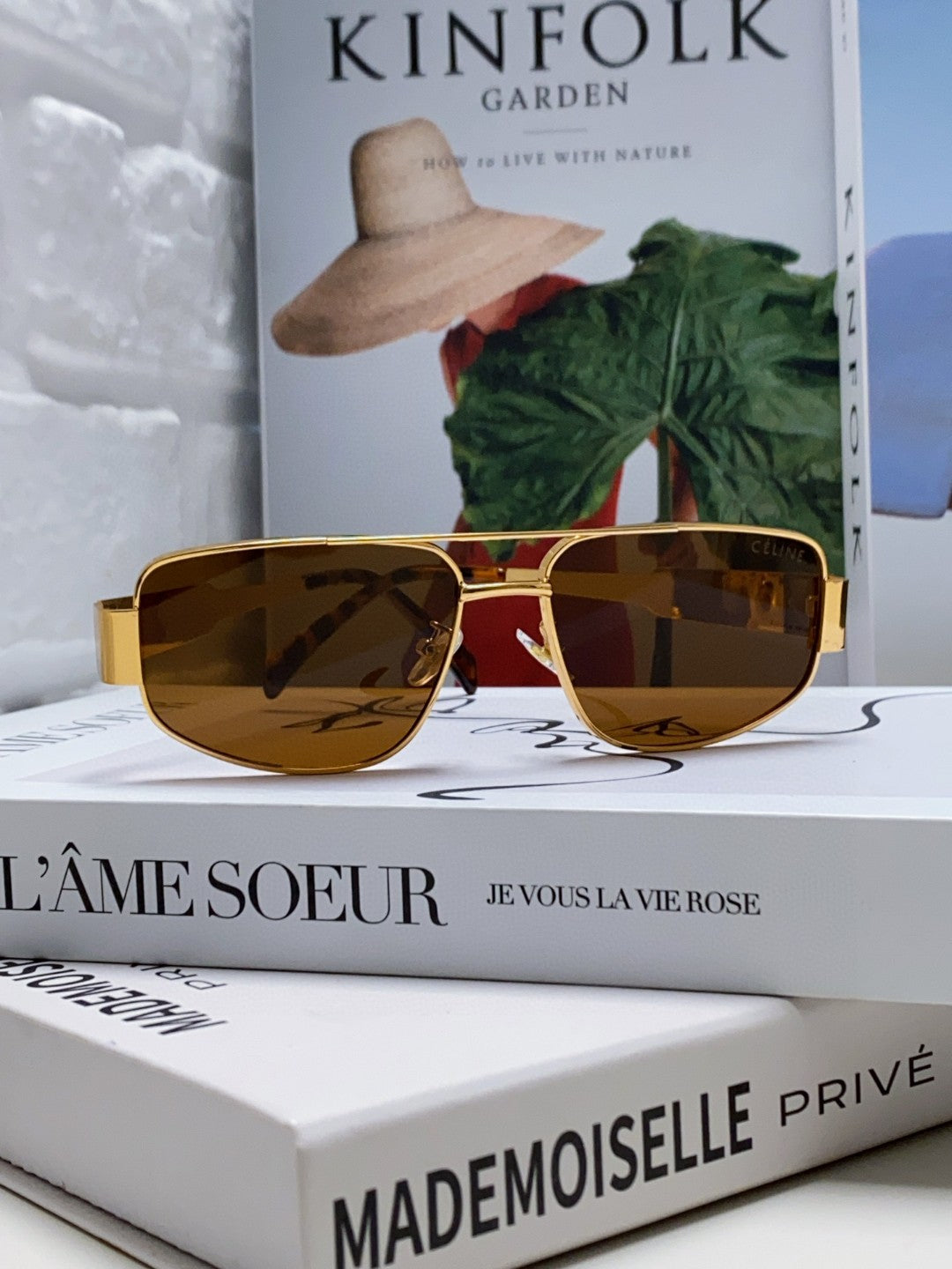 TRIOMPHE SUNGLASS 512998 IN GOLD METAL BROWN LENSES