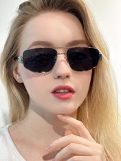 TRIOMPHE SUNGLASS 512999 IN SILVER METAL BLACK LENSES