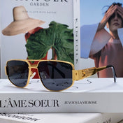 TRIOMPHE SUNGLASS 513000 IN GOLD METAL BLACK LENSES