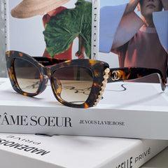 CAT EYE SUNGLASSES 632699 IN HAVANA ACETATE EMBOSSED PEARL