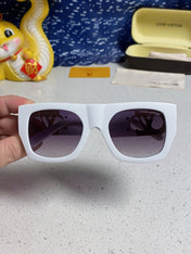 LINK SQUARE SUNGLASSES 570274 IN WHITE ACETATE GOLD LOGO