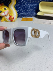 LINK SQUARE SUNGLASSES 570274 IN WHITE ACETATE GOLD LOGO