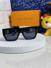 LINK SQUARE SUNGLASSES 570276 IN BLACK ACETATE GOLD LOGO