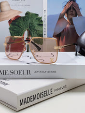 SQUARE SUNGLASSES 570262 IN GOLD METAL LIGHT BROWN LENS