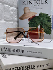 SQUARE SUNGLASSES 570262 IN GOLD METAL LIGHT BROWN LENS