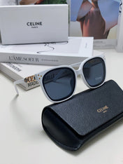 TRIOMPHE SUNGLASSES 573250 IN WHITE ACETATE METAL LOGO