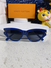 CAT EYE SUNGLASSES 576883 IN BLUE AND GOLD ACETATE