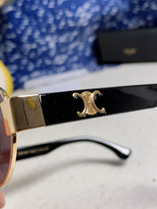 TRIOMPHE SUNGLASS 538532 IN BLACK ACETATE GOLD METAL