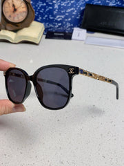 SQUARE SUNGLASSES 632033 IN BLACK ACETATE BLACK LENSES