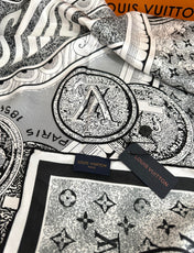 SQUARE SILK SCARF MALLES MERVEILLEUSES 90 CM BLACK MIX WHITE 399997