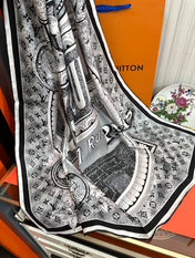 SQUARE SILK SCARF MALLES MERVEILLEUSES 90 CM BLACK MIX WHITE 399997