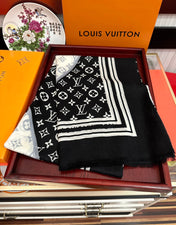 SCARF 200 CM IN BLACK MIX WHITE CASHMERE 400030