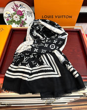 SCARF 200 CM IN BLACK MIX WHITE CASHMERE 400030