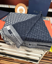 OBLIQUE 190 CM SCARF IN BLACK MIX WHITE TECHNICAL CASHMERE 415486