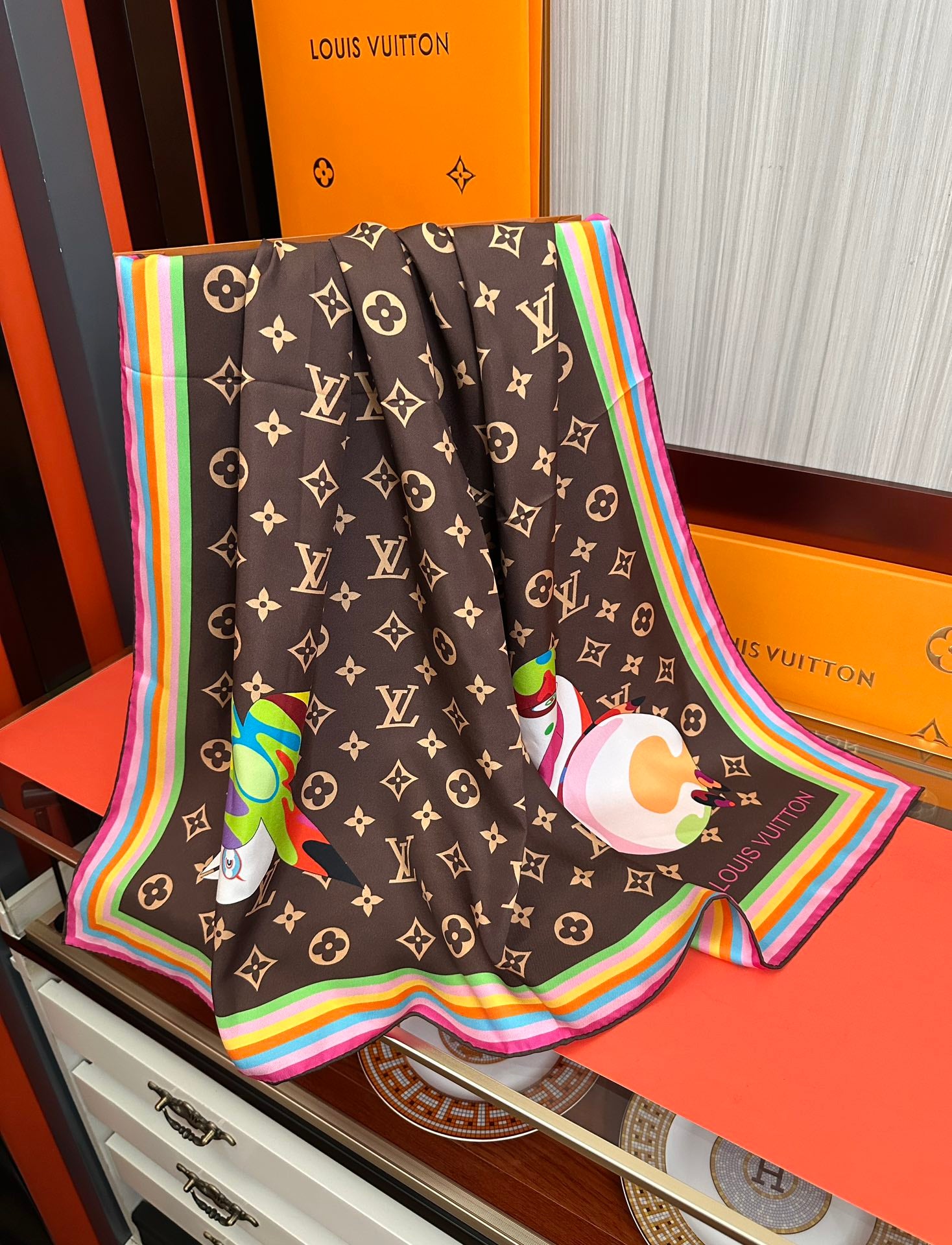 LV SCARF 90 CM IN SILK 738413