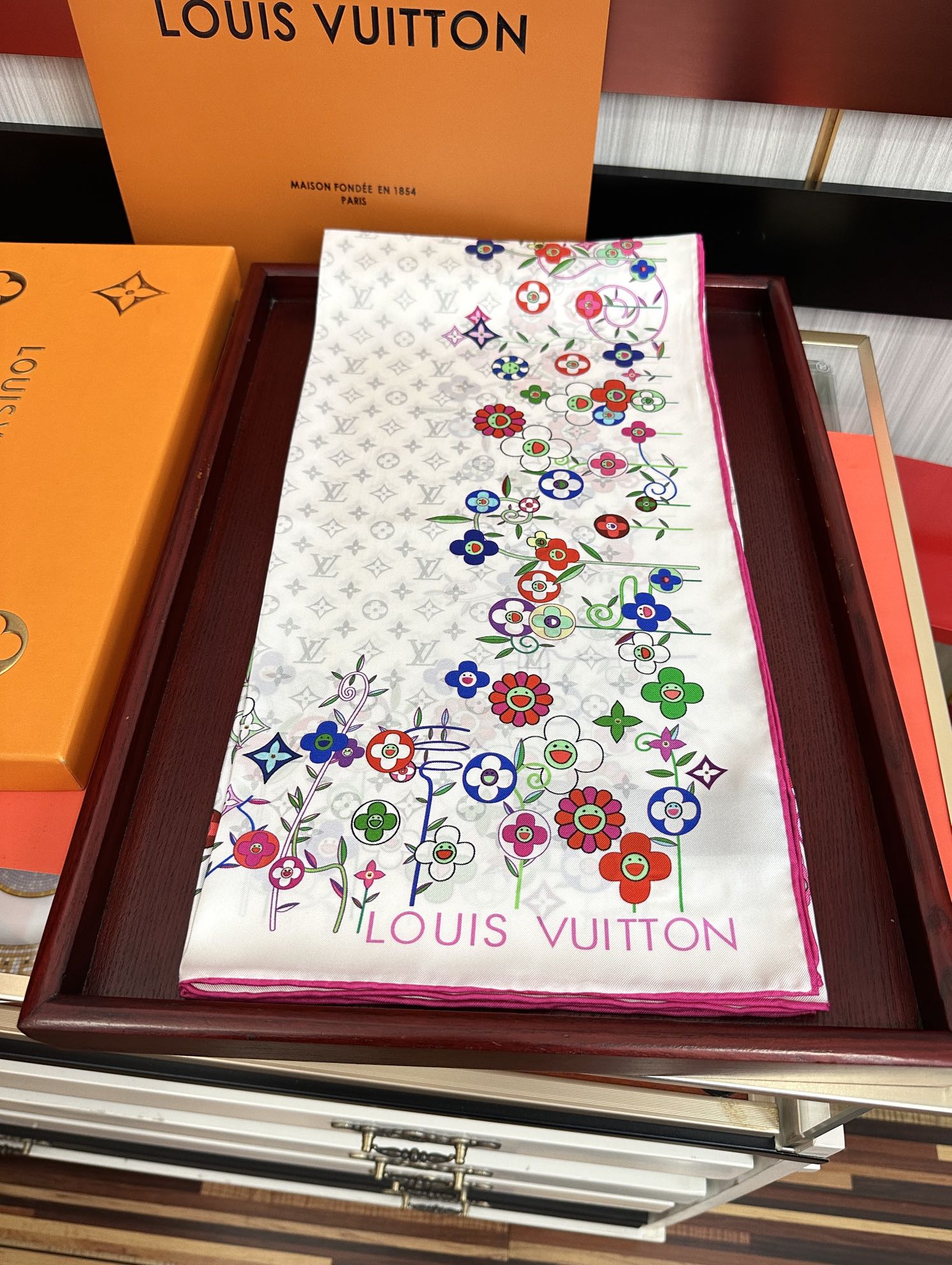 LV SCARF 90 CM IN SILK 01