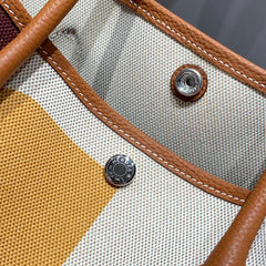 GARDEN PARTY 36 IN MULTICOLOR TOILE H CANVAS GOLD CALFSKIN ABSTRACT GEOMETRIC BLOCKS PRINT