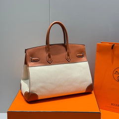 HM BIRKIN 35CM IN VEAU BARENIA SWIFT CALFSKIN ERCU TOILE CANVAS