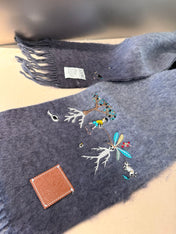 SCARF 185 CM IN SHARK GRAY MOHAIR AND WOOL 381038