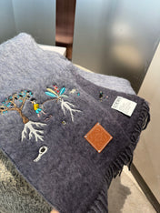 SCARF 185 CM IN SHARK GRAY MOHAIR AND WOOL 381038