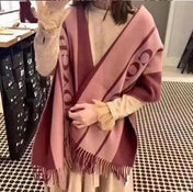 SCARF 200 CM IN SANGRIA RED MIX ROUGE PINK WOOL AND CASHMERE 411536