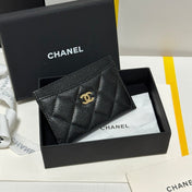 QUILTED CLASSIC CARD HOLDER 11 IN BLACK CAVIAR SKIN