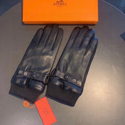 GLOVES IN BLACK SHEEPSKIN AND WOOL 112362