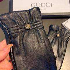 TOUCHSCREEN GLOVES WITH DOUBLE CORD TIGHTENING IN BLACK LAMBSKIN 440488