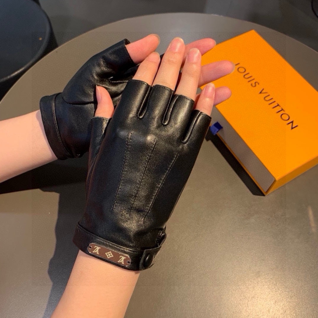 FINGERLESS GLOVES IN BLACK LAMBSKIN 453646