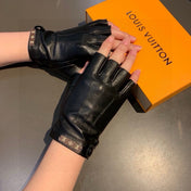 FINGERLESS GLOVES IN BLACK LAMBSKIN 453646