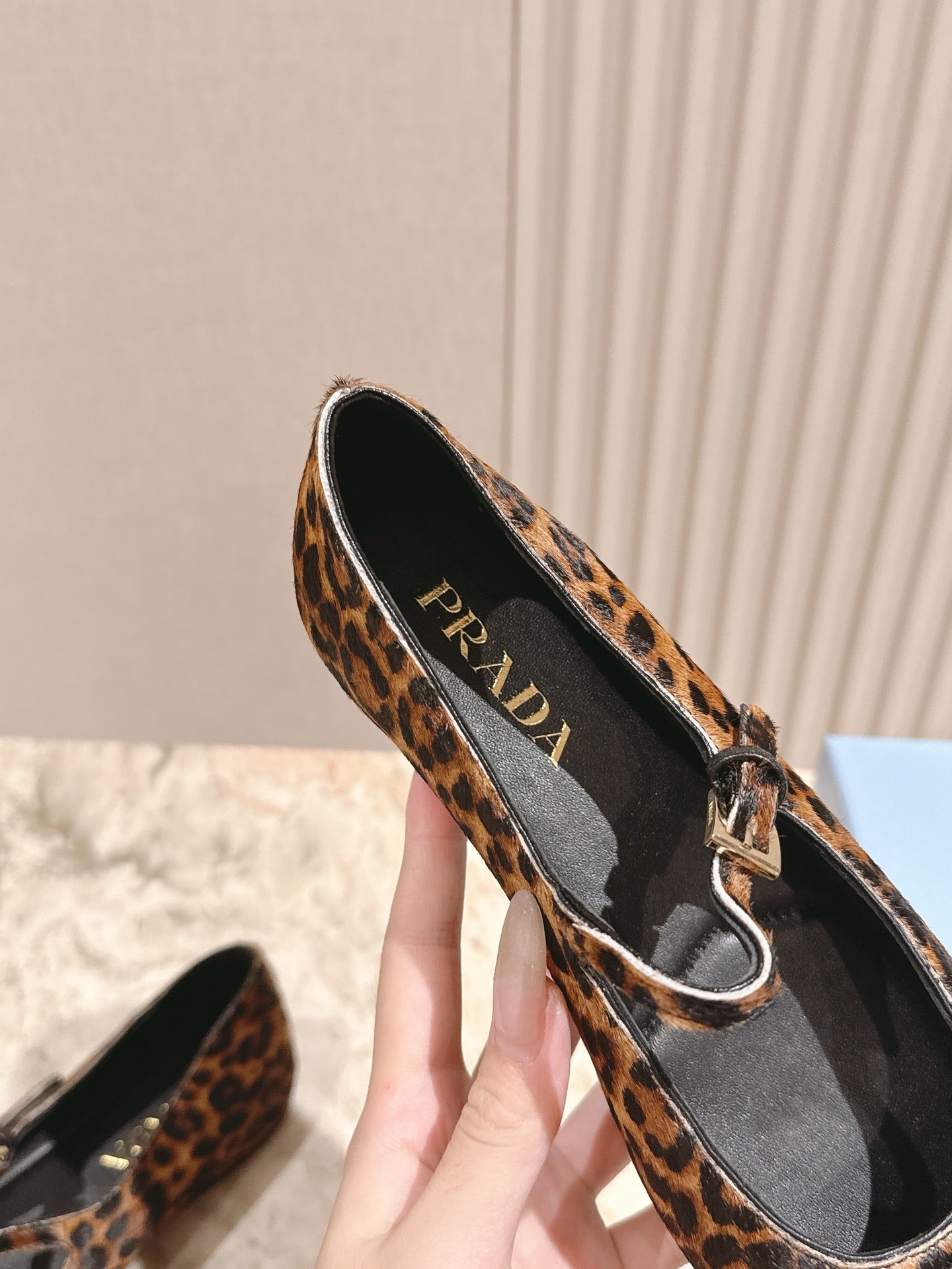 PRADA BALLERINA FLATS IN LEOPARD PRINT LAMBSKIN