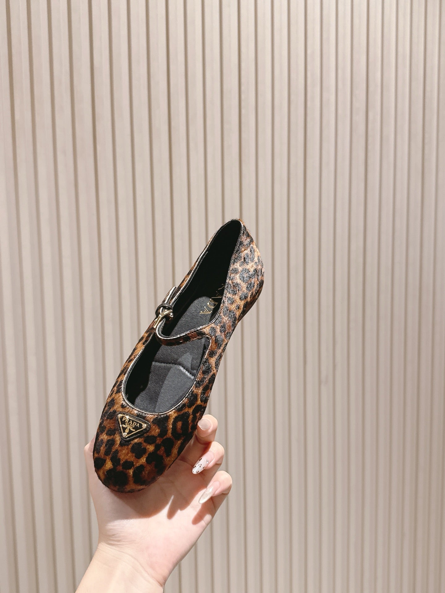 PRADA BALLERINA FLATS IN LEOPARD PRINT LAMBSKIN