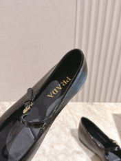PRADA 25S BALLERINAS IN BLACK CALFSKIN GLOSSY