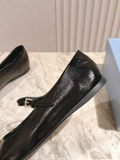 PRADA 25S BALLERINAS IN BLACK CALFSKIN GLOSSY