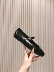 PRADA 25S BALLERINAS IN BLACK CALFSKIN GLOSSY
