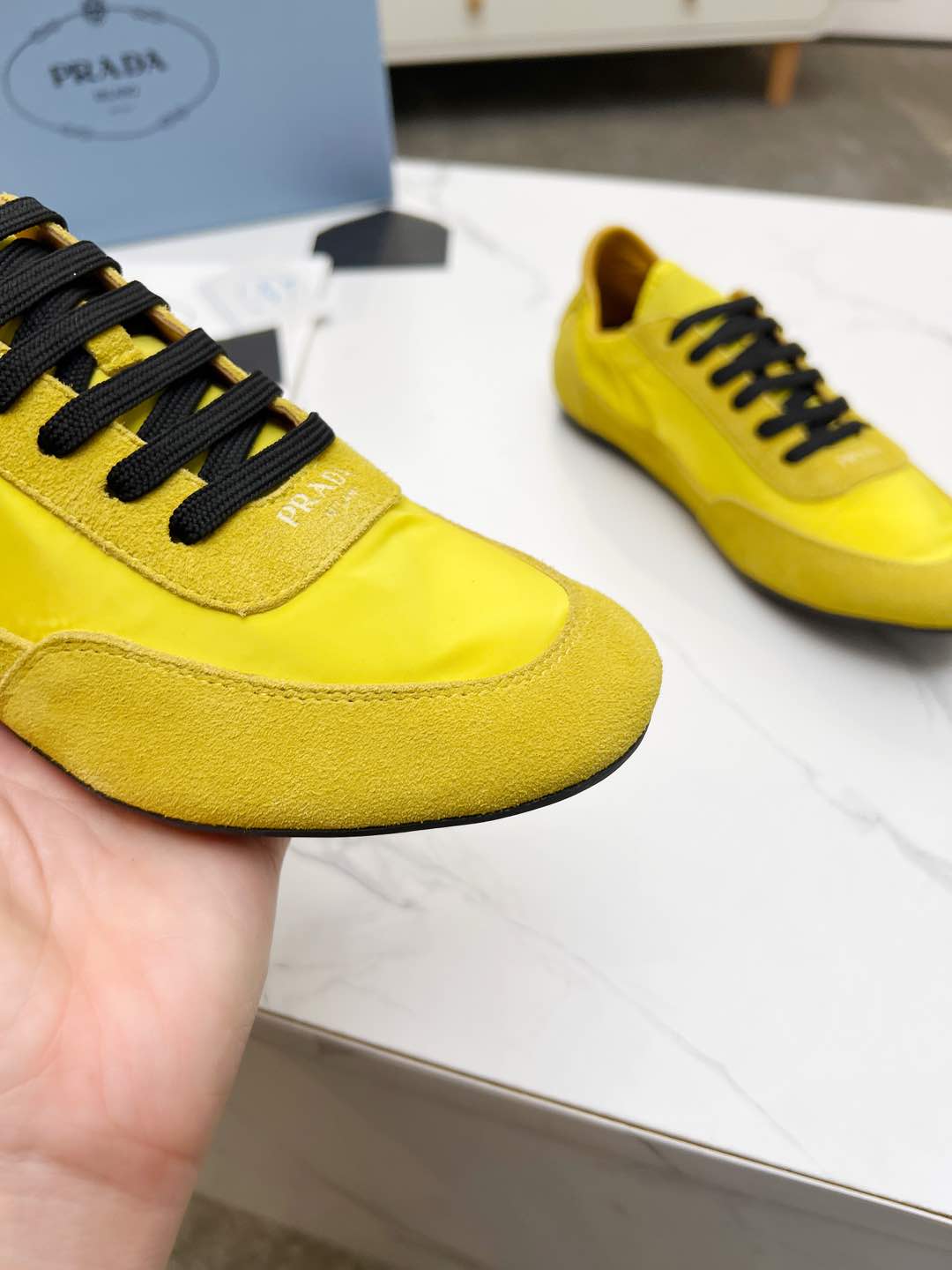 COLLAPSE SNEAKERS IN YELLOW SUEDE AND NYLON