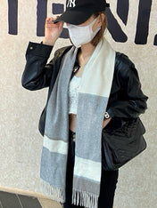 SCARF 180 CM IN DOVE GRAY MIX WHITE CASHMERE 399873