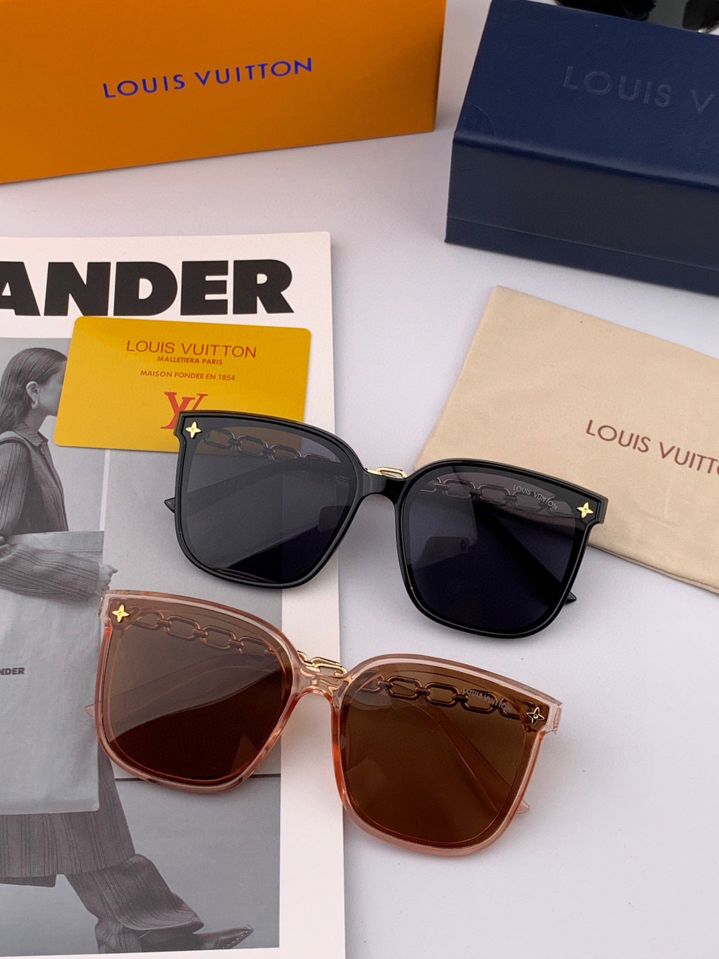 CHAIN SQUARE SUNGLASSES L8233 IN ACETATE