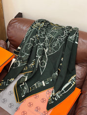 HERMES 25S SCARF 140 IN CASHMERE SILK 727320