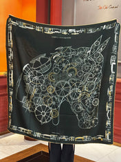HERMES 25S SCARF 140 IN CASHMERE SILK 727320