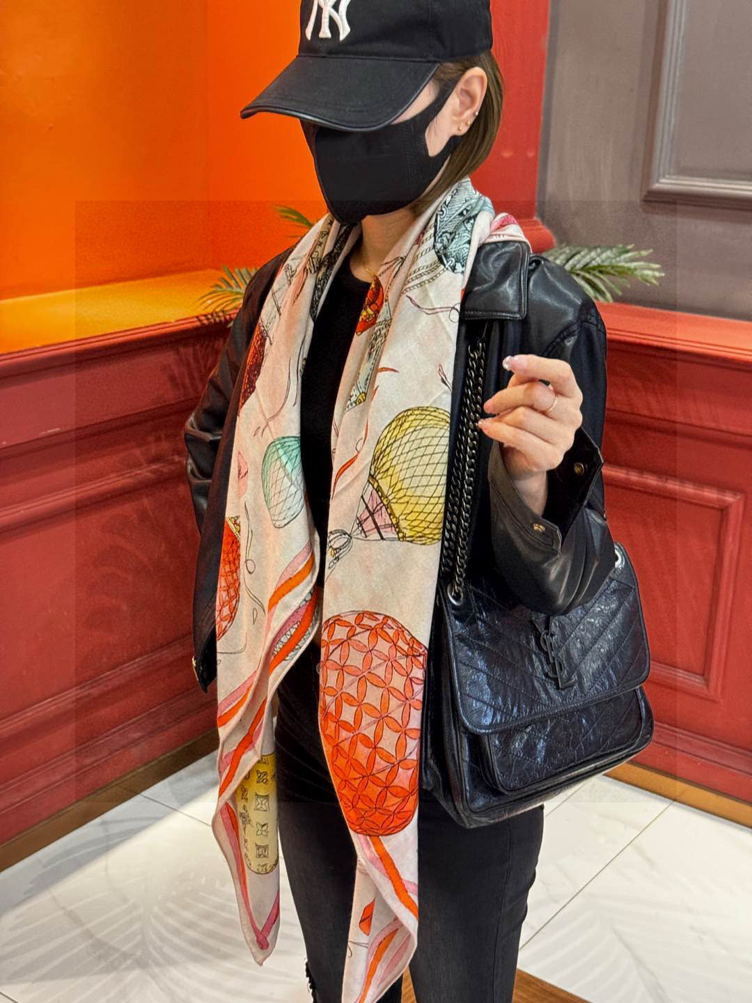 LV SCARF 140 CM IN WOOL MIX SILK 735799