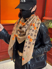 LV SCARF 140 CM IN WOOL MIX SILK 737264