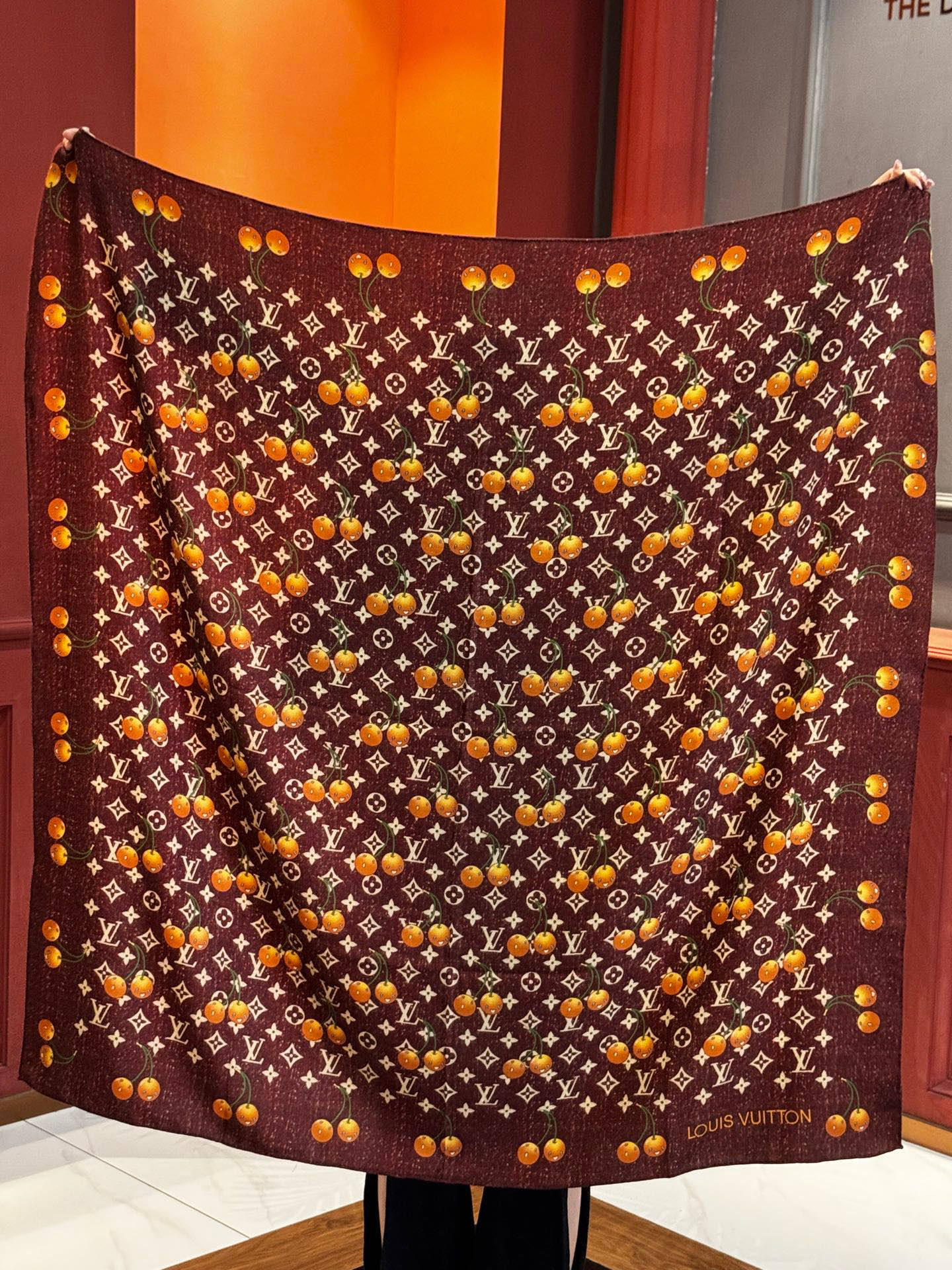 LV SCARF 140 CM IN WOOL MIX SILK 737266