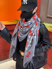 LV SCARF 140 CM IN SILK-CASHMERE BLEND 737270