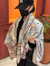 LV SCARF 140 CM IN SILK-CASHMERE BLEND 737276