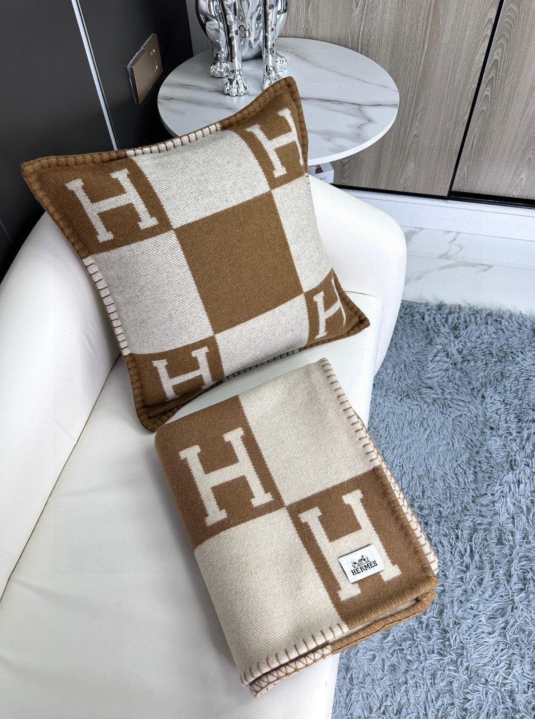AVALON THROW BLANKET 170 CM IN CIDER BROWN CASHMERE 294473