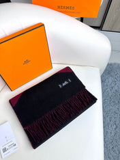 SCARF 190 CM IN JAM PURPLE MIX BLACK CASHMERE 370395